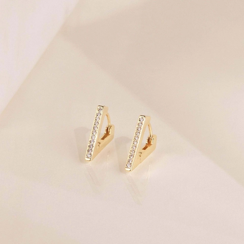 S925 Sterling Silver Geometric Triangle Hoop Earrings For Women Minimalist Pave Rhinestone Gold Silver Earrings Fashion Jewelry