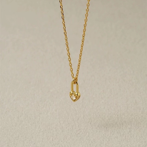 Elegant 925 Sterling Silver Heart Lock Pendant Necklace Minimalist Rhinestone Inlaid Clavicle Chain Jewelry Gift For Women