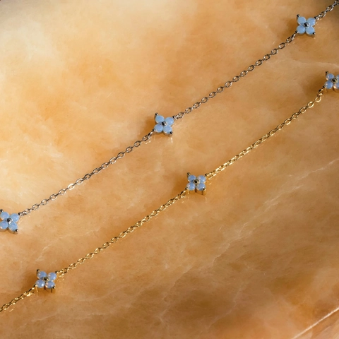 925 Sterlingsilber Vierblättriges Kleeblatt Anhänger Halskette Für Damen Elegante Blume Künstliche Perle Kleeblatt Kette Schmuck