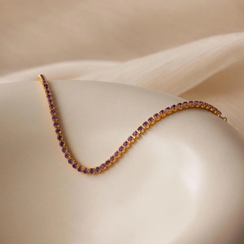 Bracciale Tennis in Argento Sterling 925 con Strass Colorati da Donna Minimalista Regolabile Gioielli di Moda Regalo