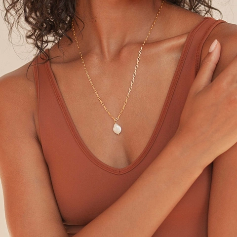 925 Sterling Silver Irregular Baroque Freshwater Pearl Necklace Elegant Paperclip Chain Clavicle Necklace Jewelry For Women
