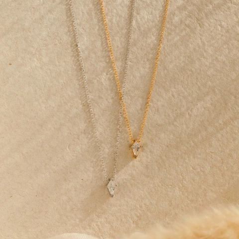 Minimalistisch 925 Sterlingsilber Raute Strass Halskette Geometrischer Anhänger Schlüsselbeinkette Für Damen Modeschmuck