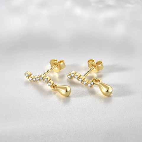 925 Sterlingsilber S-Form Strass Ohrstecker Unregelmäßige Wassertropfen Anhänger Ohrringe Für Damen Einfache Mode Schmuck