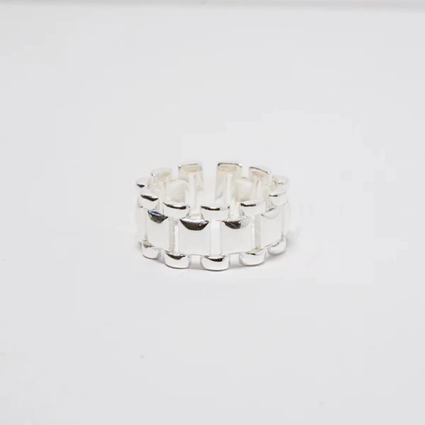 Anillo de Plata de Ley S925 Ajustable Cuadrado Irregular para Mujer Anillo Abierto Geométrico Minimalista Joyería de Moda
