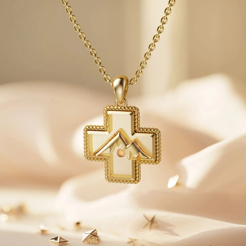 Collar con Colgante de Cruz de Montaña de Plata de Ley 925 para Mujer Joyería de Fe Minimalista Delicada Regalo Accesorios