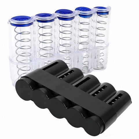 Portable Euro Coin Box Organizer Dispenser With 5 Slots Plastic Spring Loaded Coin Storage Holder For Car Travel Desktop