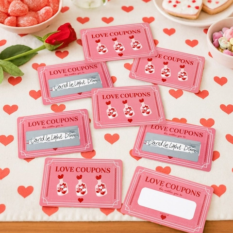 DIY Valentinstag Rubbel Liebesgutscheine Romantisches Herz Bedruckte Karton Interaktive Spielkarten Für Paare Damen Hochzeit Party Geschenk