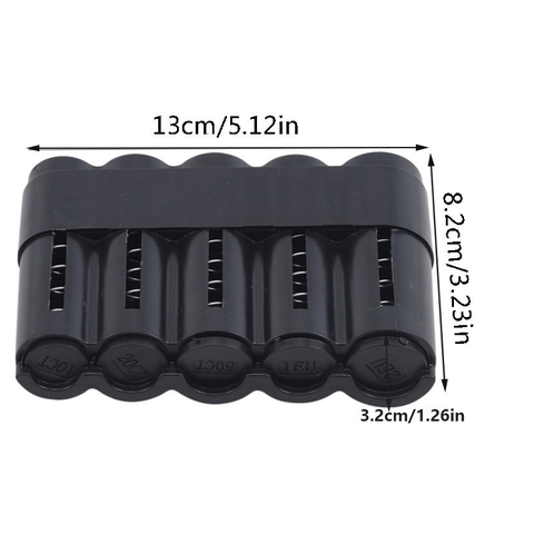 Portable Euro Coin Box Organizer Dispenser With 5 Slots Plastic Spring Loaded Coin Storage Holder For Car Travel Desktop
