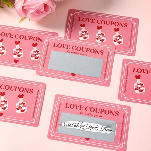 DIY Valentinstag Rubbel Liebesgutscheine Romantisches Herz Bedruckte Karton Interaktive Spielkarten Für Paare Damen Hochzeit Party Geschenk