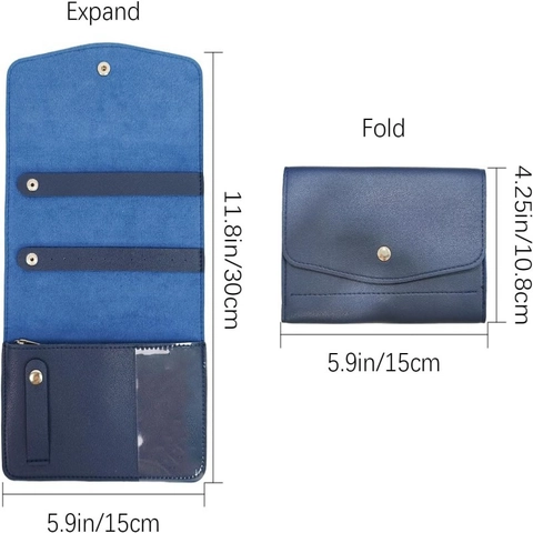 Portable Folding Travel Jewelry Organizer Roll Bag PU Leather Jewelry Storage Pouch For Earrings Rings Necklaces Bracelets
