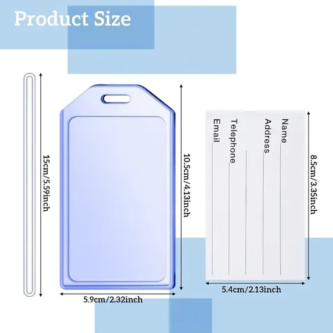 Waterproof PVC Luggage Tag Transparent Soft Plastic Travel Bag Tag With Lanyard Identification Card Sleeve For Suitcase Backpack