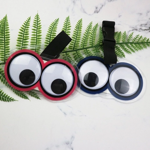 PVC Googly Eyes Luggage Tag Moveable Eyes Travel Suitcase ID Label Waterproof Cartoon Bag Tag With Adjustable Strap