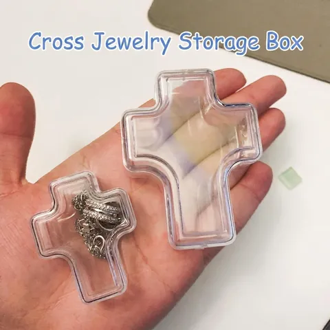 Transparente Kunststoff Kreuz Schmuck Aufbewahrungsbox Mit Deckel Tragbare Klare Geschenkbox Für Anhänger Halsketten Ringe Kleine Schmuckschatulle