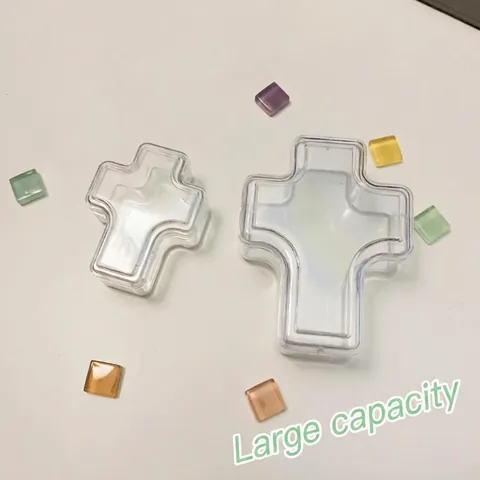 Transparente Kunststoff Kreuz Schmuck Aufbewahrungsbox Mit Deckel Tragbare Klare Geschenkbox Für Anhänger Halsketten Ringe Kleine Schmuckschatulle