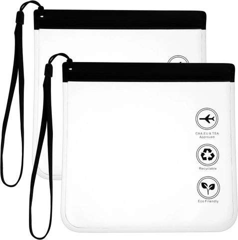 TSA Approved Clear Toiletry Bag EVA Waterproof Makeup Bag With Lanyard Resealable Portable Travel Wash Bag For Liquids