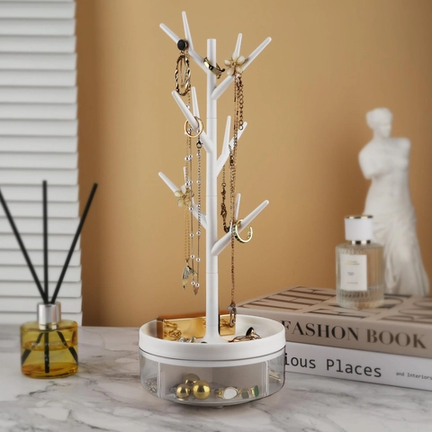 Moderner Baumform Schmuckständer Rotierende Basis Ohrring Halskette Display Stand Abnehmbare Zweige Desktop Schmuck Aufbewahrung