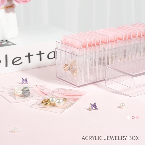 Clear Acrylic Jewelry Organizer Box With Anti-Oxidation PVC Sealed Bags For Earrings Necklaces Rings Portable Jewelry Storage Case