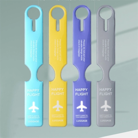 Waterproof PVC Airplane Luggage Tags Suitcase Travel Bag ID Identifier Labels Integrated Hanging Loop For Women Men