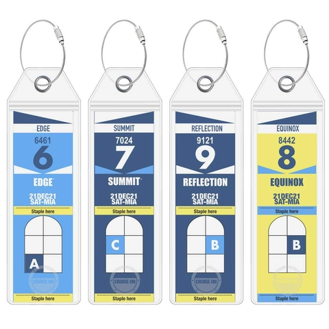 Clear PVC Waterproof Cruise Luggage Tags With Stainless Steel Wire Loop Protective Label Sleeves For Travel Suitcases