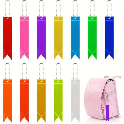 Double Sided Reflective Safety Keychain For Children School Bag PVC Ribbon Pendant Night Walking High Visibility Warning Sign Keychain