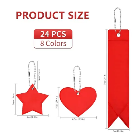 Reflektierendes Sicherheits Schlüsselanhänger Set Mehrfarbig Stern Herz Streifen PVC Fluoreszierender Anhänger
