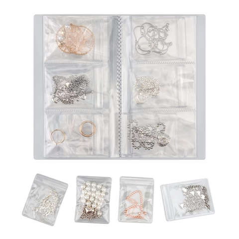 Portable PVC Transparent Jewelry Storage Book With Clear Anti Oxidation Zip Bags For Earrings Necklace Ring Women Travel Jewelry Organizer