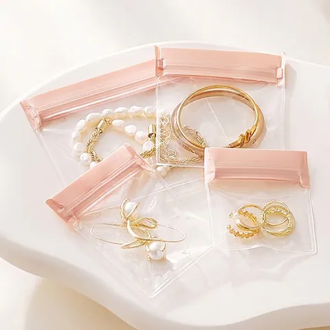 Transparent PVC Jewelry Storage Bag Anti Oxidation Zip Lock Bag For Earrings Necklace Ring Portable Travel Jewelry Organizer