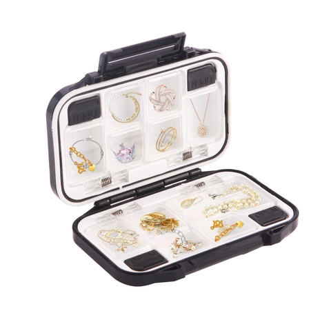 Portagioie Portatile a Doppio Strato Sigillato Impermeabile Organizzatore Antiossidante Per Orecchini Anelli Collane Mini Custodia da Viaggio