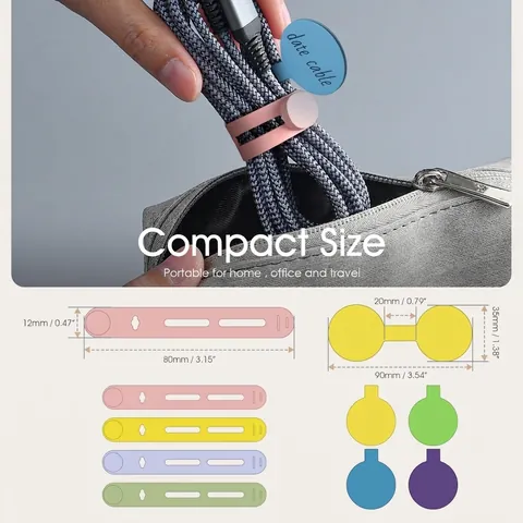 Juego de 32 Organizadores de Cables de Silicona Creativos Bridas Ajustables Multicolores para Cables de Datos para Oficina
