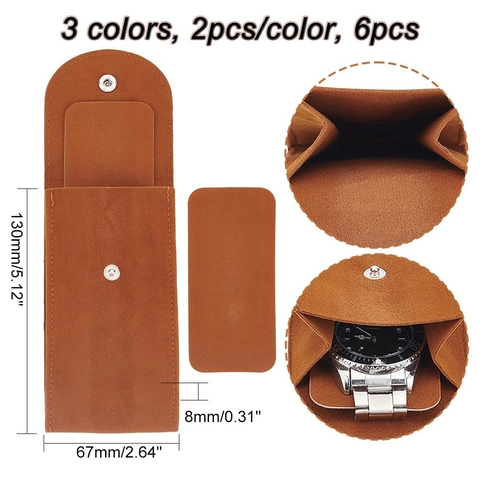 Portable Velvet Watch Pouch Travel Mechanical Watch Protective Case Soft Scratch Resistant Storage Bag With Snap Button