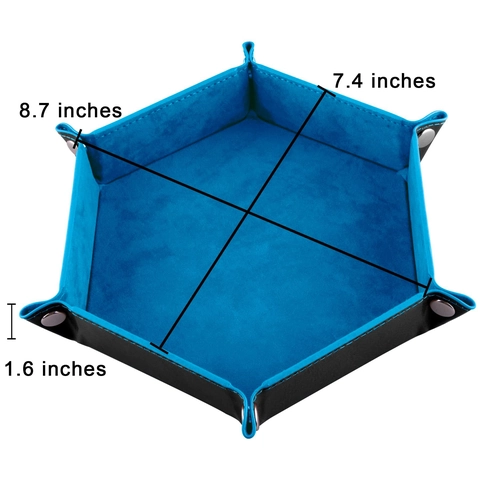 Hexagonal PU Leather Velvet Dice Tray Folding Storage Box Portable Desktop Games Accessory Key Coins Jewelry Organizer