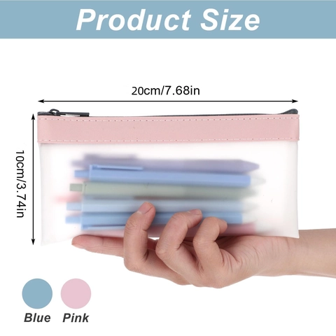 Frosted PVC Transparent Pencil Pouch Large Capacity Zipper Stationery Storage Bag For Students Office Waterproof Minimalist Organizer