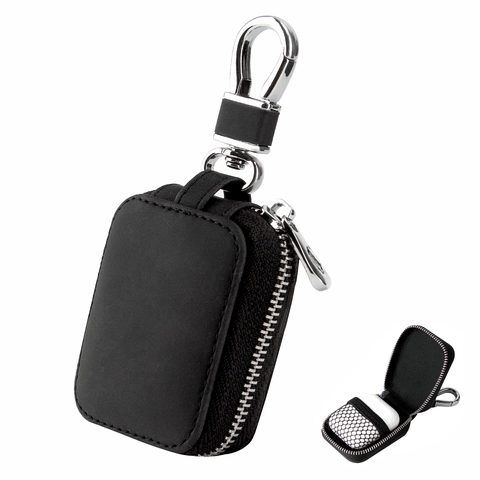 Estuche De Almacenamiento Para Auriculares De Cuero PU Portátil Bolsa De Viaje Antichoque Mini Bolsa Con Cremallera Y Mosquetón