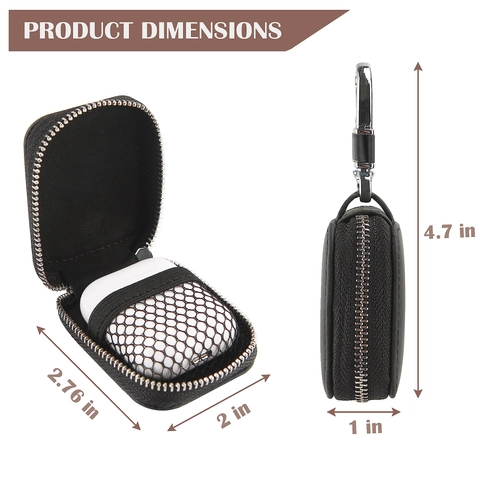 Estuche De Almacenamiento Para Auriculares De Cuero PU Portátil Bolsa De Viaje Antichoque Mini Bolsa Con Cremallera Y Mosquetón