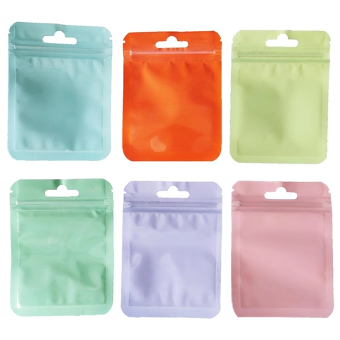 Macaron Matte Ziplock Jewelry Bags Transparent Window Storage Pouches Resealable PVC Plastic Packaging Bags For Earrings