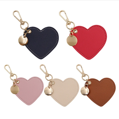 Portachiavi in Pelle PU a Forma di Cuore Minimalista per Donna Pendente per Borsa Fascino per Auto Con Chiusura a Aragosta in Metallo Oro