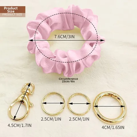 Satijnen Scrunchie Wristlet Sleutelhanger Voor Vrouwen Goud Metaal Sleutelring Kreeftensluiting Geplooide Stof Sleutelhanger Tas Charm Accessoires