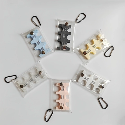 Portable Japanese Coin Organizer Pouch Clear PVC Mini Wallet With Metal Hook Waterproof Coin Storage Bag For Travel Daily Use