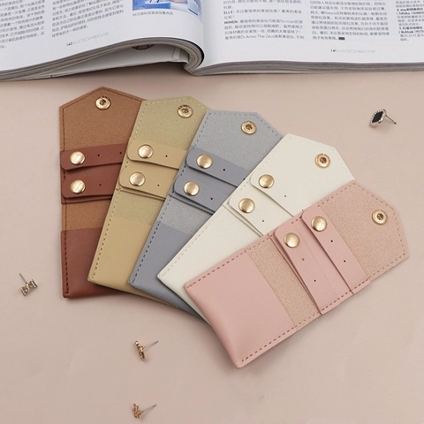 Portable PU Leather Jewelry Pouch For Earrings Rings Mini Travel Jewelry Organizer Bag Small Stud Earring Storage Holder