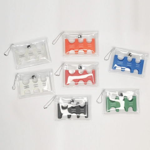 Portable JPY Coin Organizer For Travel Transparent PVC Case With Metal Chain Colorful Plastic Coin Storage Holder For Coins