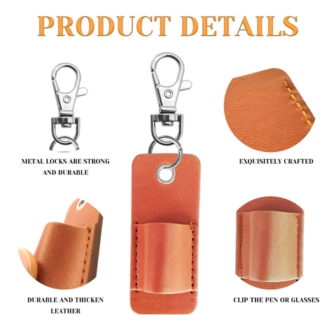 Portachiavi con Custodia per Penna in Pelle PU Portatile Custodia Creativa Retrò per Penna Stilografica con Chiusura in Metallo per Ufficio Affari Viaggi