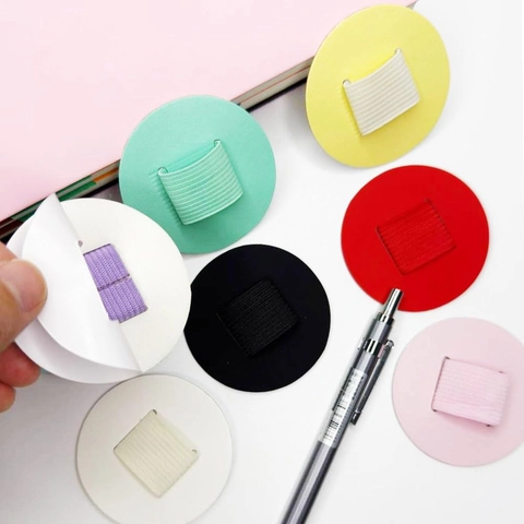 Round PU Leather Self Adhesive Pen Loop Holder Elastic Pen Holder For Notebooks Tablets Planner Stationery Accessories