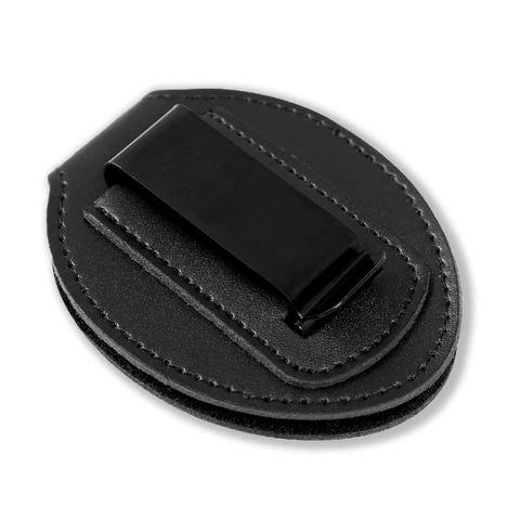 Portadistintivo Professionale in Vera Pelle con Design Ovale Clip per Cintura e Catenina da Collo Astuccio per Badge