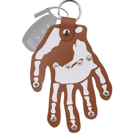 Punk Skeleton Hand Leather Keychain Funny Ghost Hand Bone Keychain Bag Pendant Gothic Key Ring Charm Halloween Gift Accessory