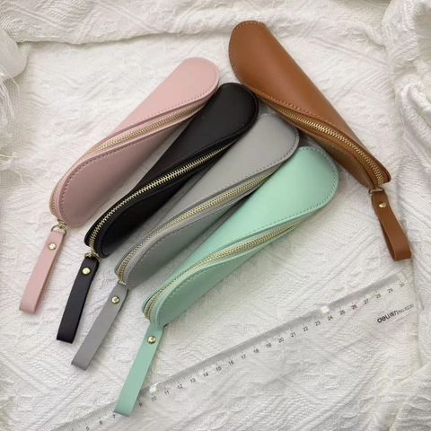Astuccio in Pelle PU Francese Retrò Custodia per Pennelli Trucco Minimalista a S Borsa Portaoggetti Portatile Multicolore per Viaggio