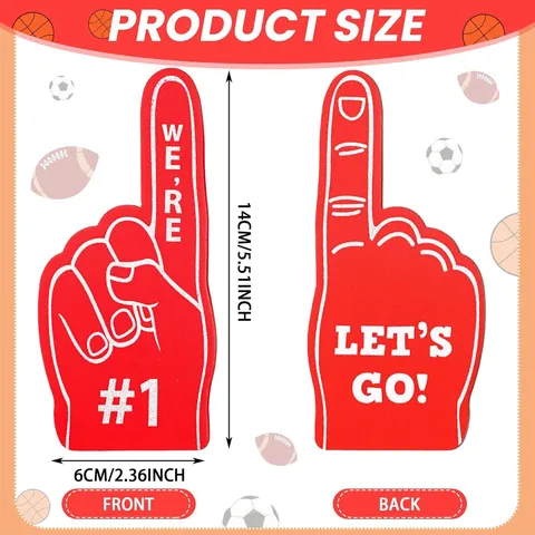 Mini Foam Finger EVA Cheering Props For Sports Event Party Fans Number One Lets Go Cheer Palm Hand Finger Sleeve Accessory