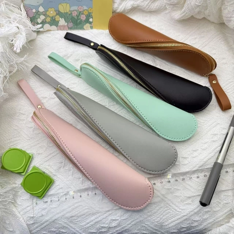 Astuccio in Pelle PU Francese Retrò Custodia per Pennelli Trucco Minimalista a S Borsa Portaoggetti Portatile Multicolore per Viaggio