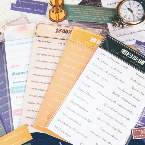 Vintage Washi Papel Pegatinas de Scrapbooking Estética Poesía Inglesa Citas Literarias Calcomanías para DIY Artes Manualidades Diario