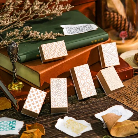 Tampons en Bois Rétro Série Qiwen DIY Scrapbooking Décoration Artisanale Tampon en Caoutchouc de Bois pour Journal