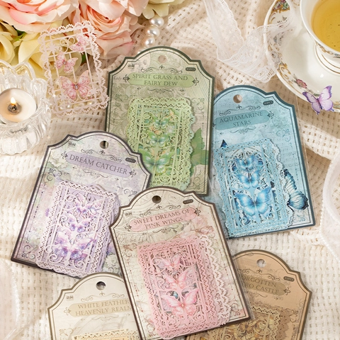 Vintage Butterfly Lace Hollow Out Material Paper For Scrapbooking Retro Decorative DIY Junk Journal Collage Craft Paper